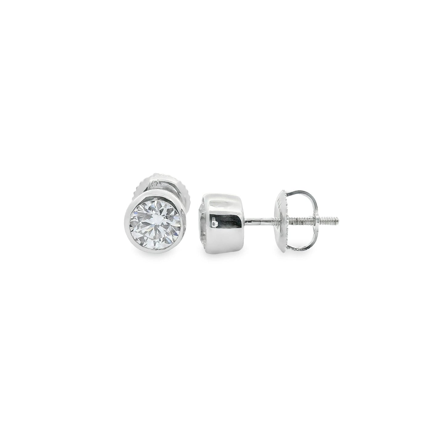 Round Cut Stud Diamond Earrings 14K Gold 1.00 Carat