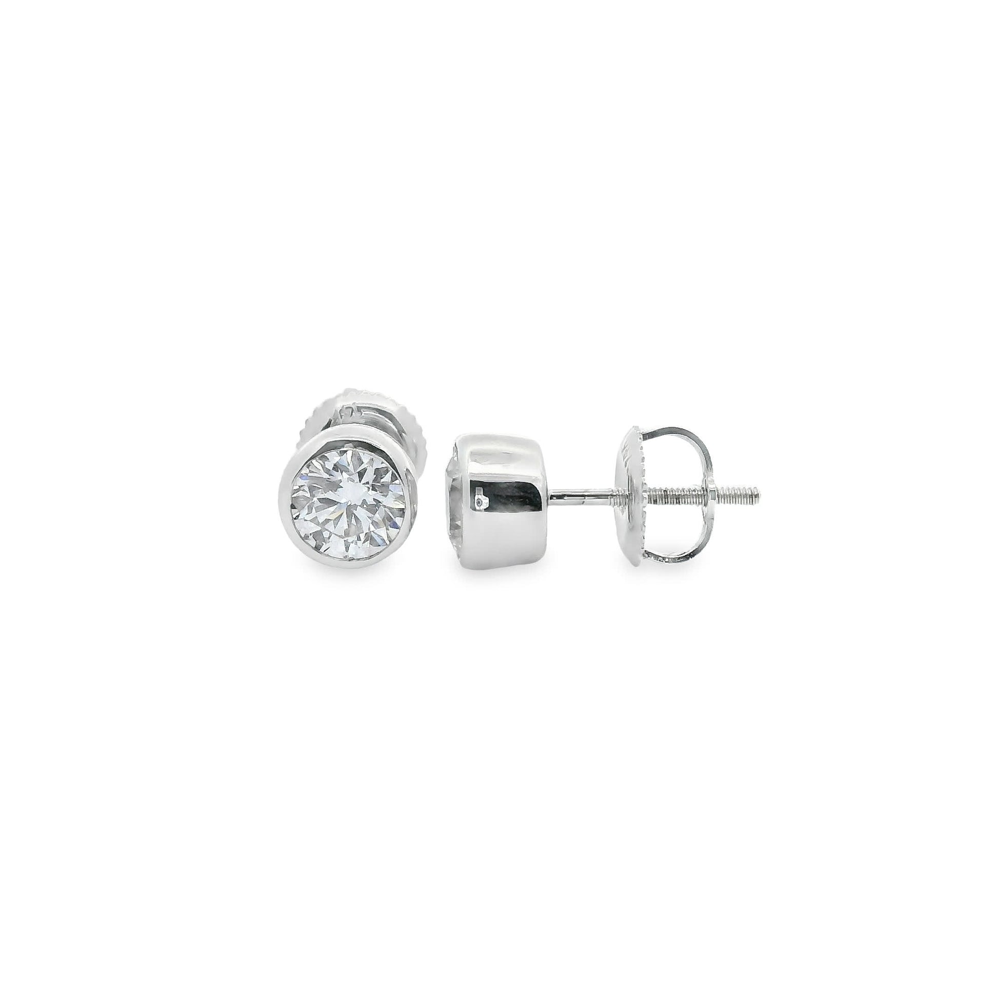 Round Cut Stud Diamond Earrings 14K Gold 1.00 Carat