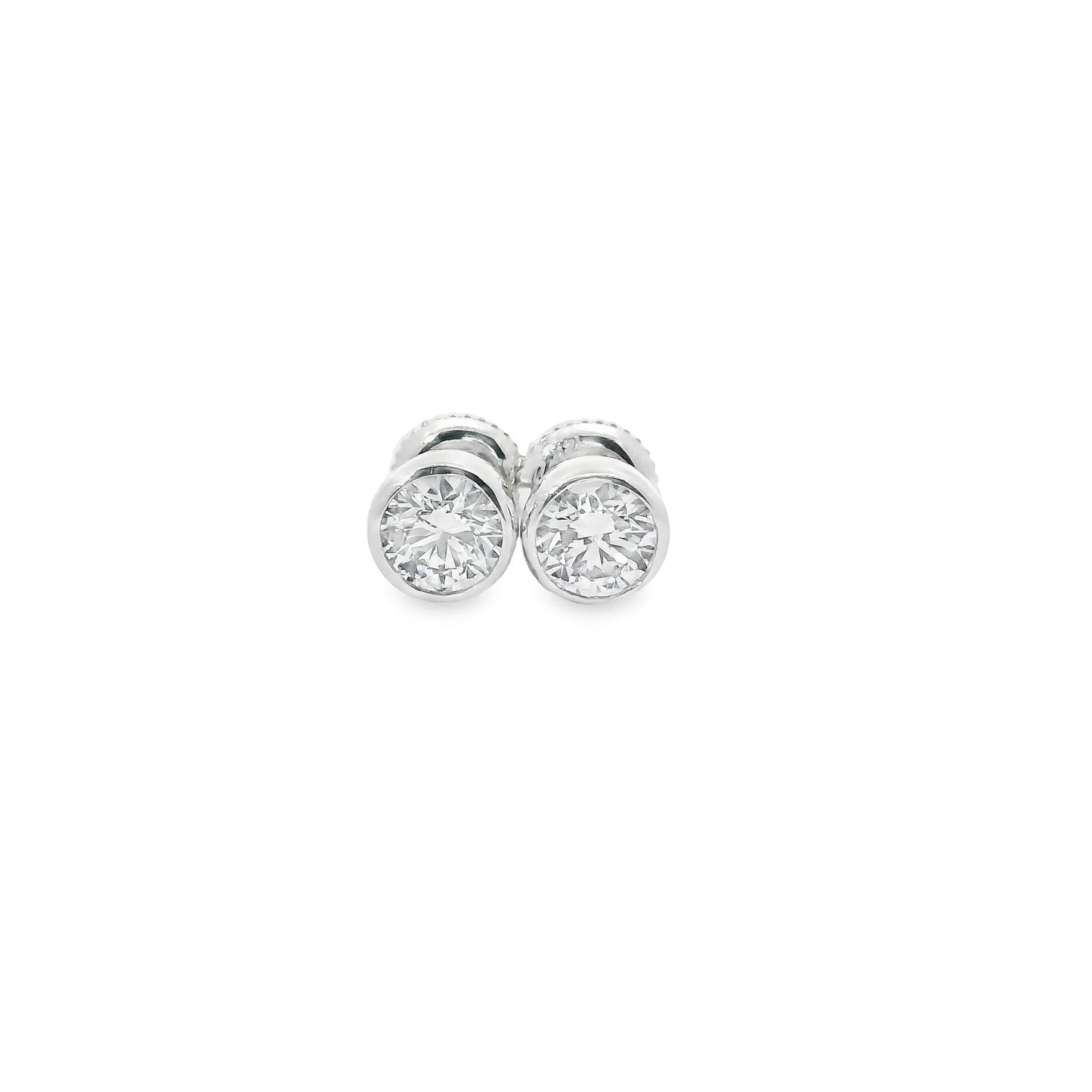 Round Cut Stud Diamond Earrings 14K Gold 1.00 Carat