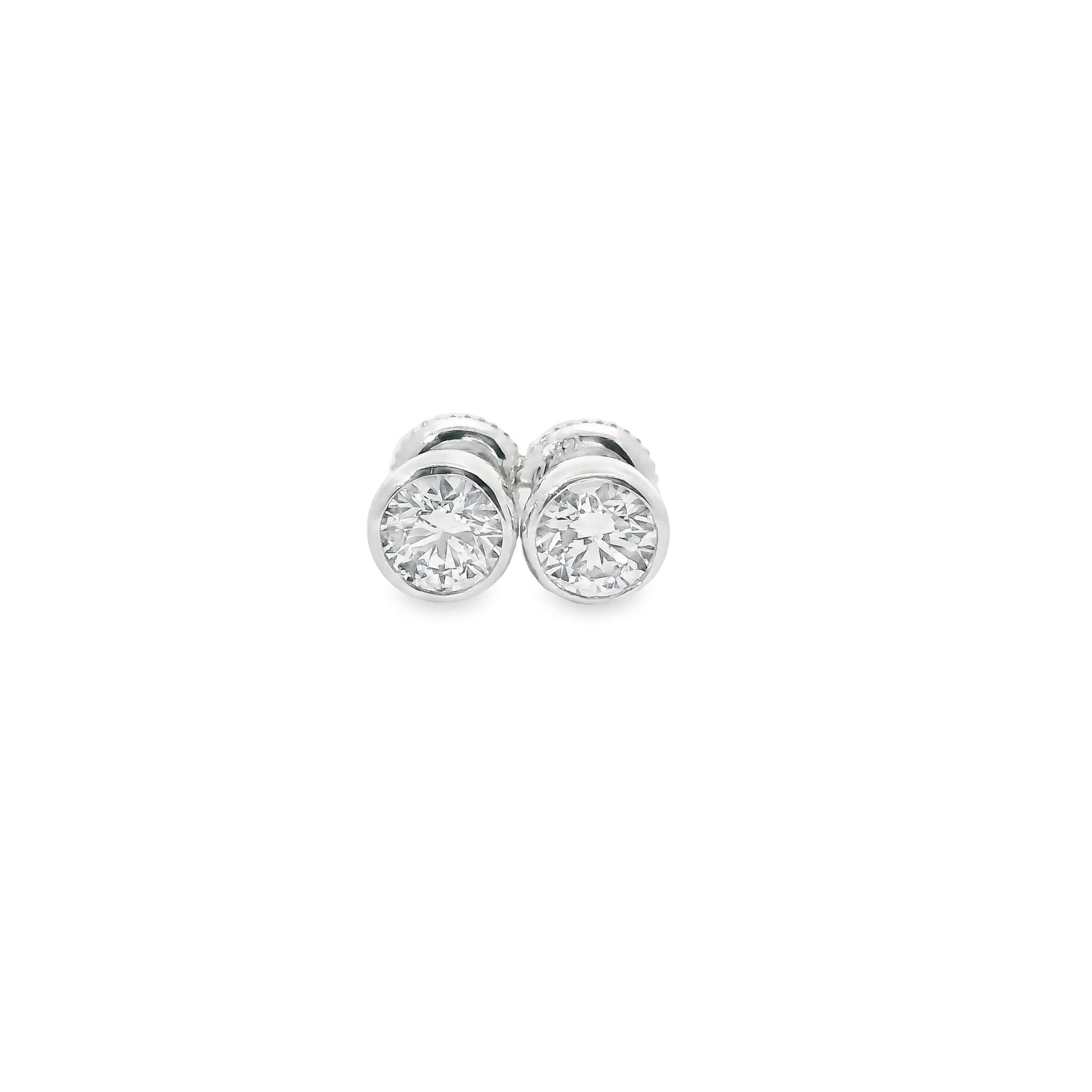Round Cut Stud Diamond Earrings 14K Gold 1.00 Carat
