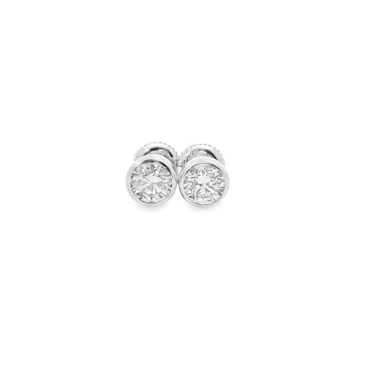 Round Cut Stud Diamond Earrings 14K Gold 1.00 Carat