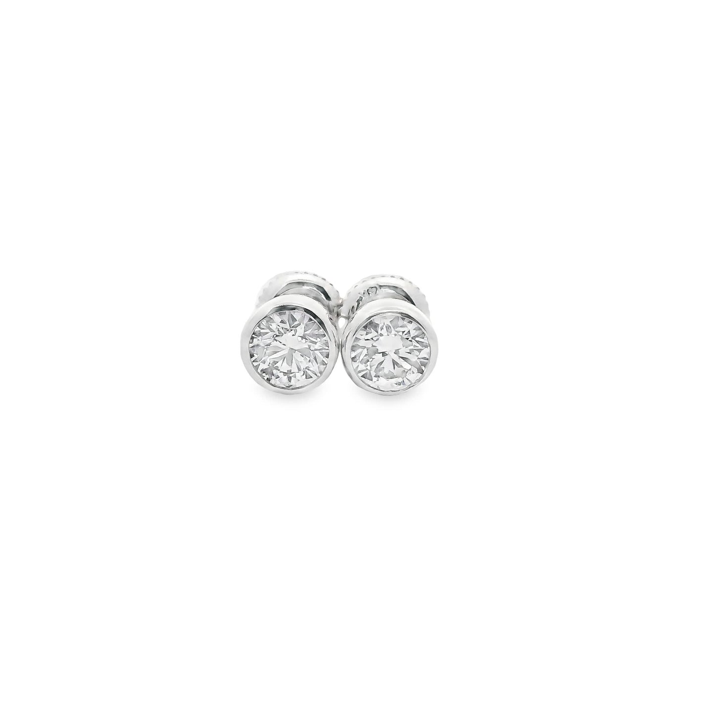 Round Cut Stud Diamond Earrings 14K Gold 1.00 Carat