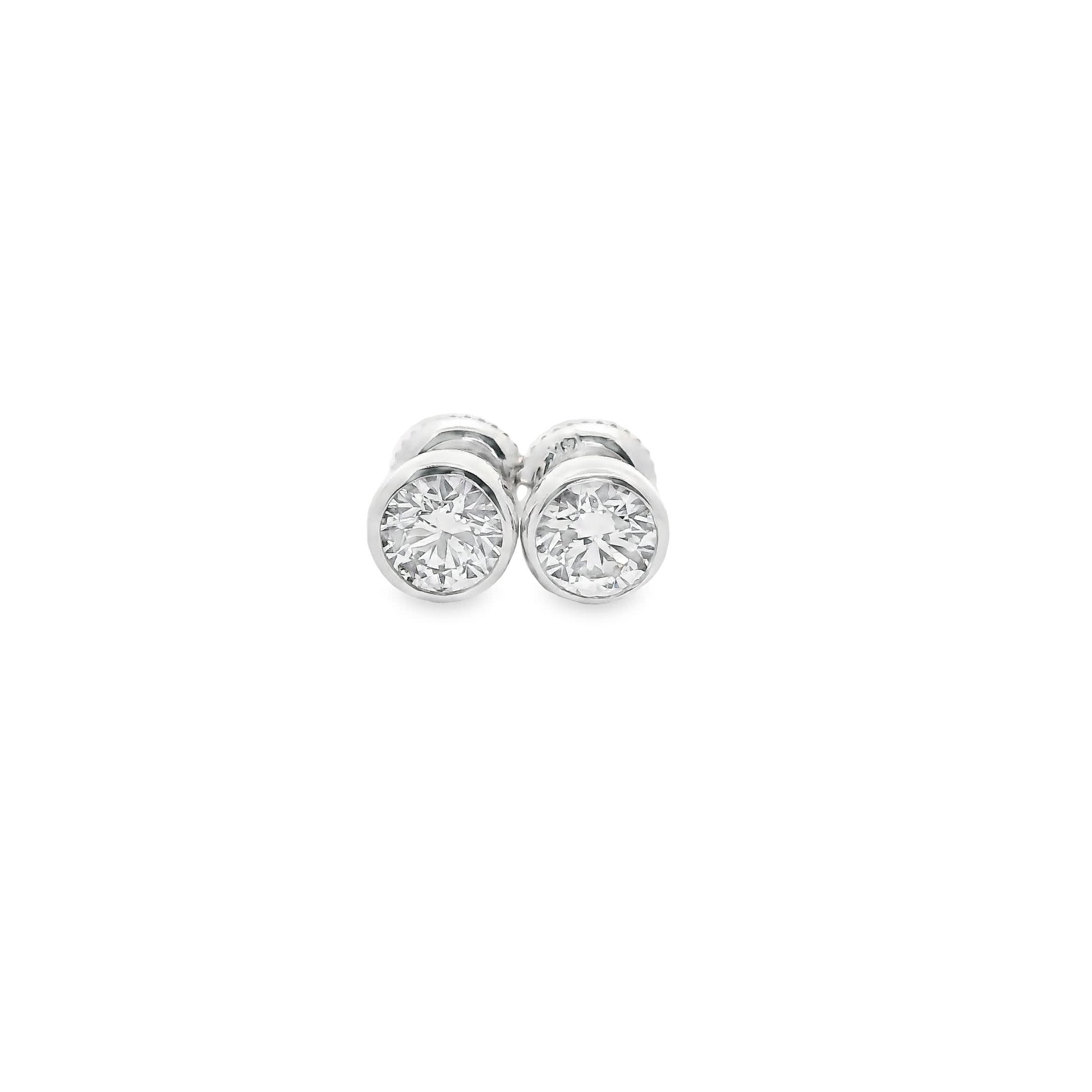 Round Cut Stud Diamond Earrings 14K Gold 1.00 Carat