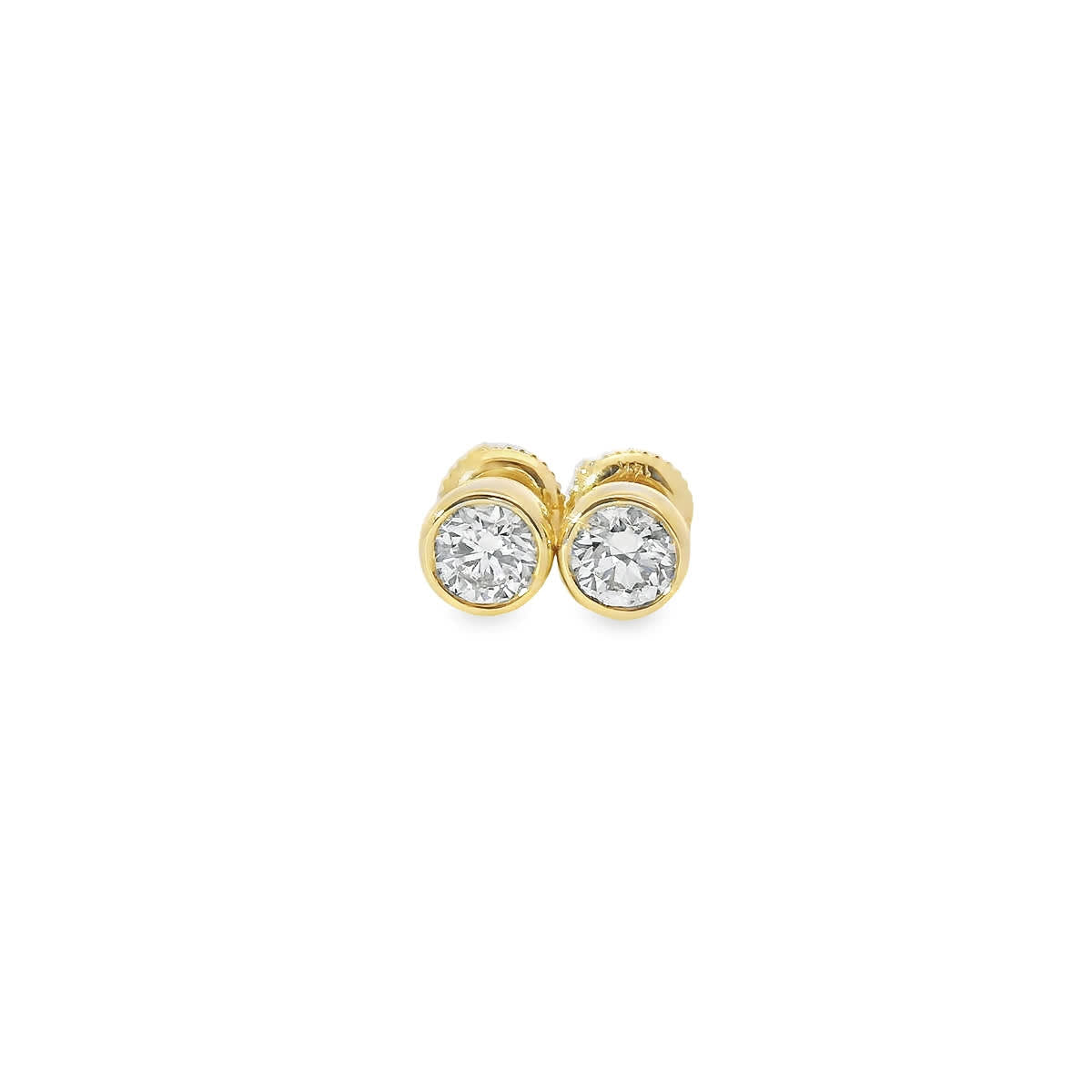 Round Cut Stud Diamond Earrings 14K Gold 1.00 Carat