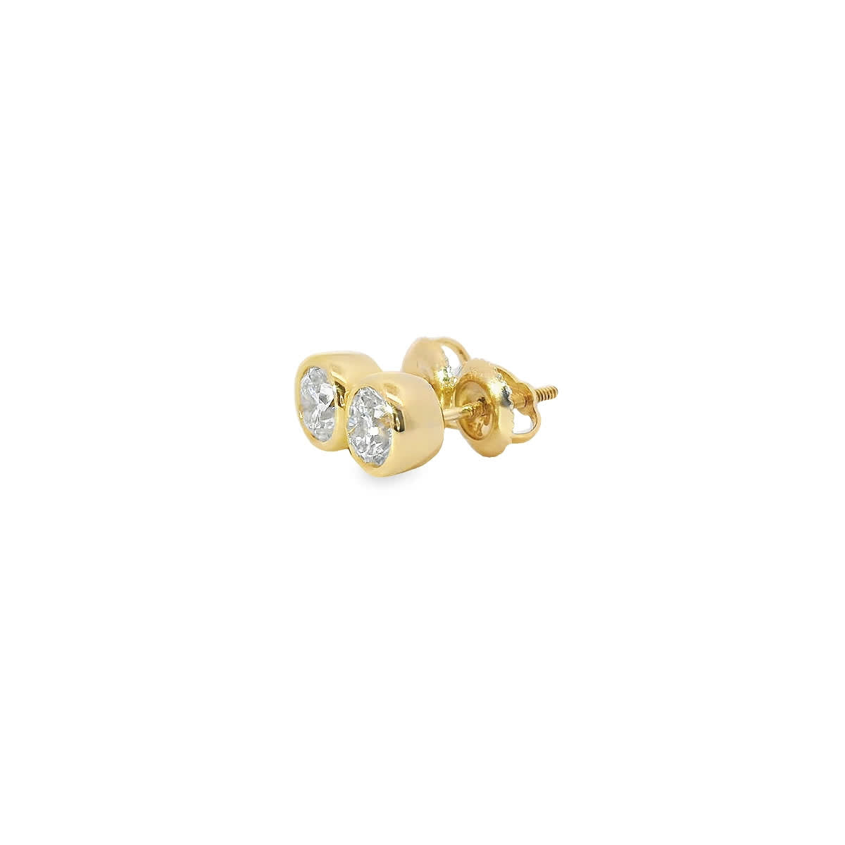 Round Cut Stud Diamond Earrings 14K Gold 1.00 Carat