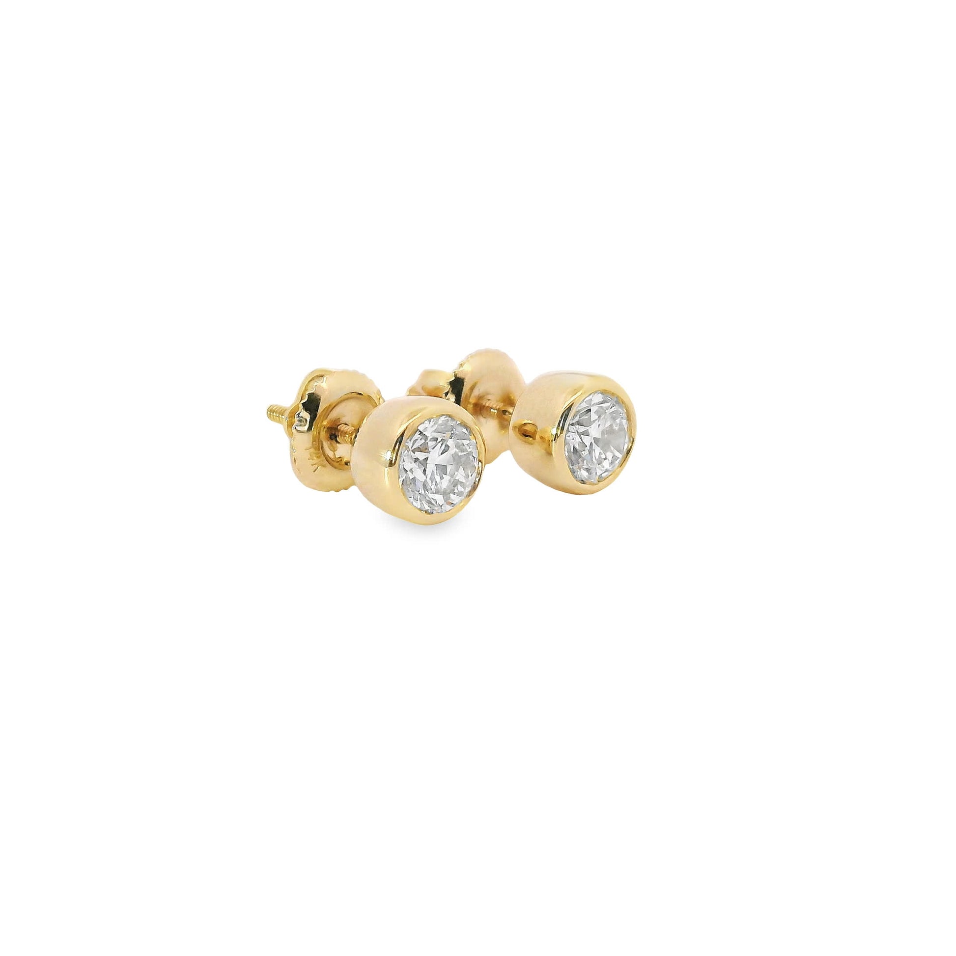 Round Cut Stud Diamond Earrings 14K Gold 1.00 Carat