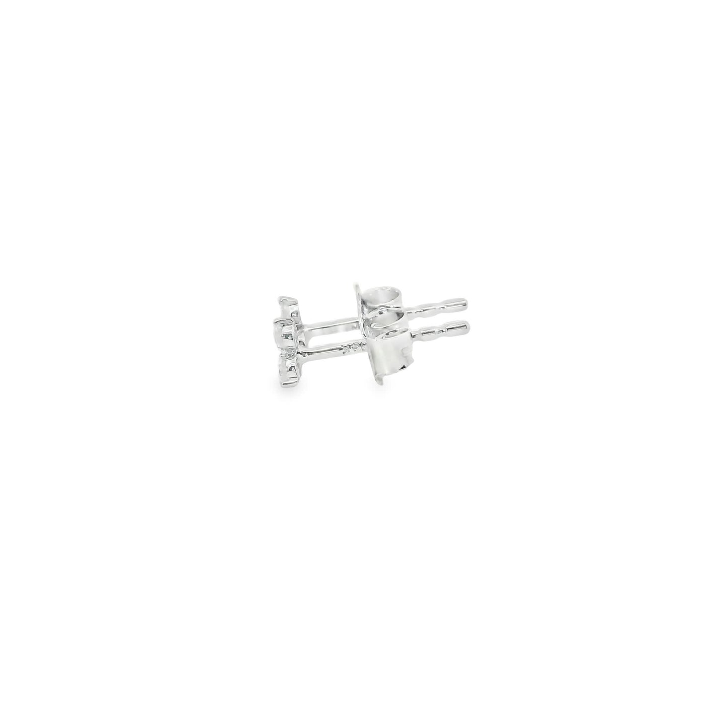 14K Gold - Three Diamonds Triangle Shape Earrings 0.20 Carat