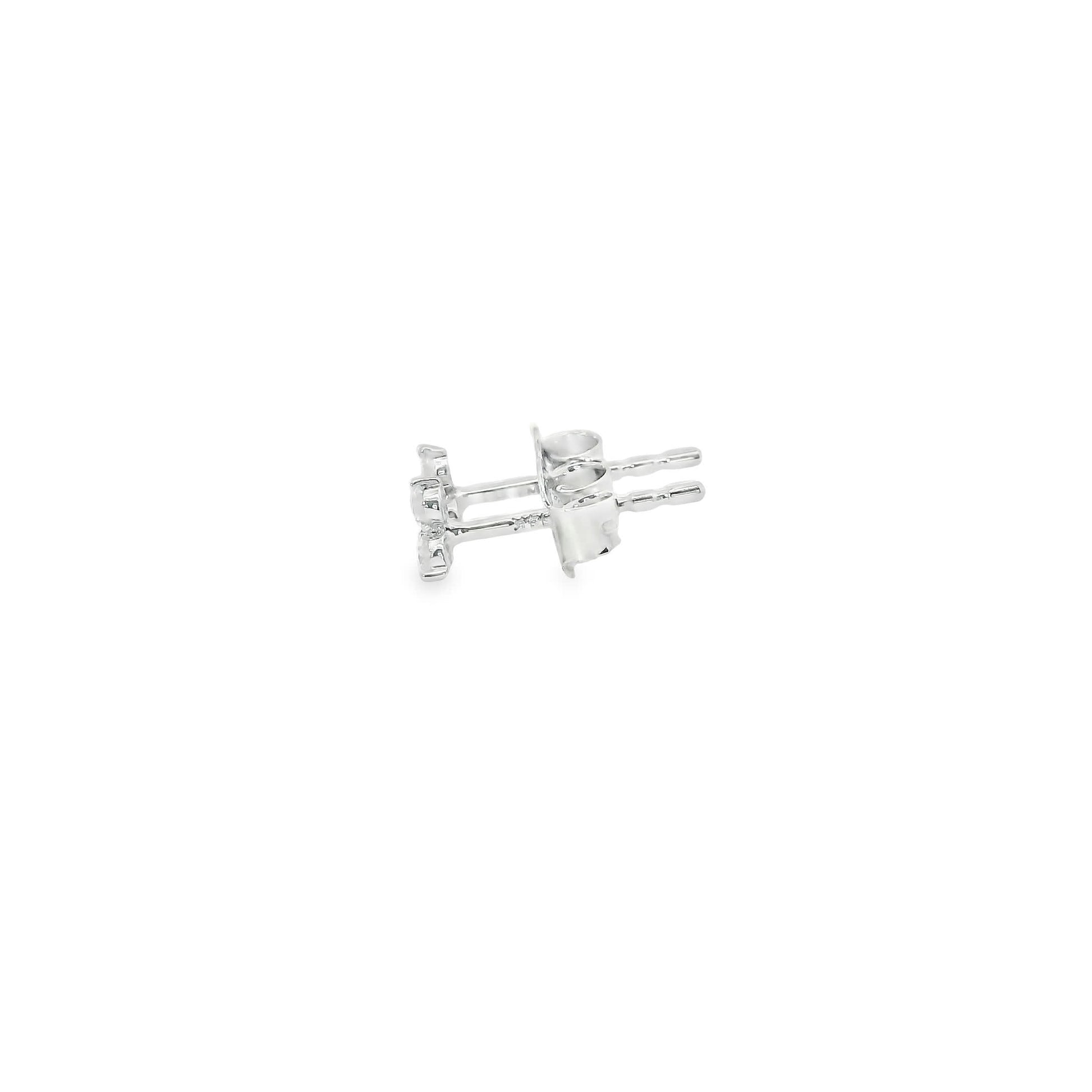 14K Gold - Three Diamonds Triangle Shape Earrings 0.20 Carat