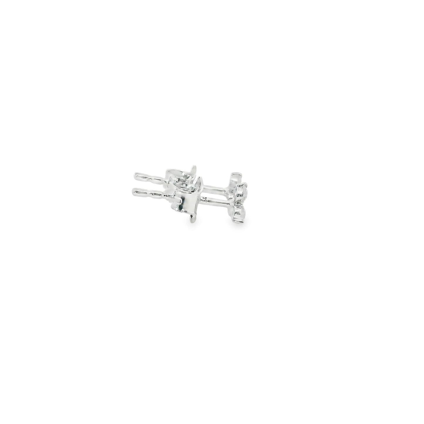 14K Gold - Three Diamonds Triangle Shape Earrings 0.20 Carat