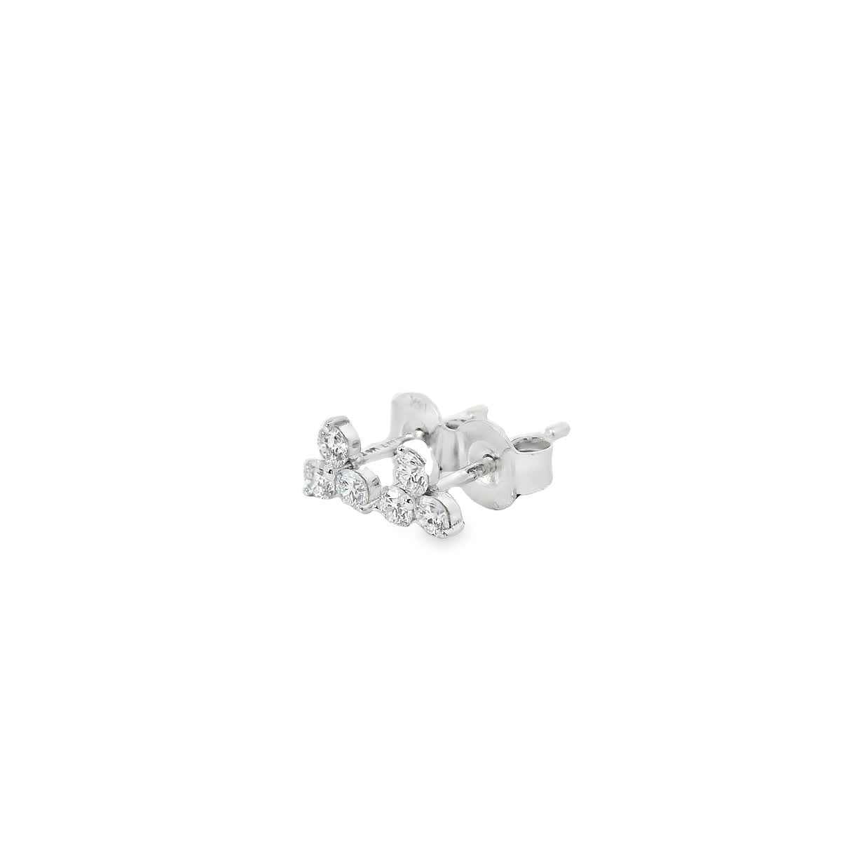 14K Gold - Three Diamonds Triangle Shape Earrings 0.36 Carat