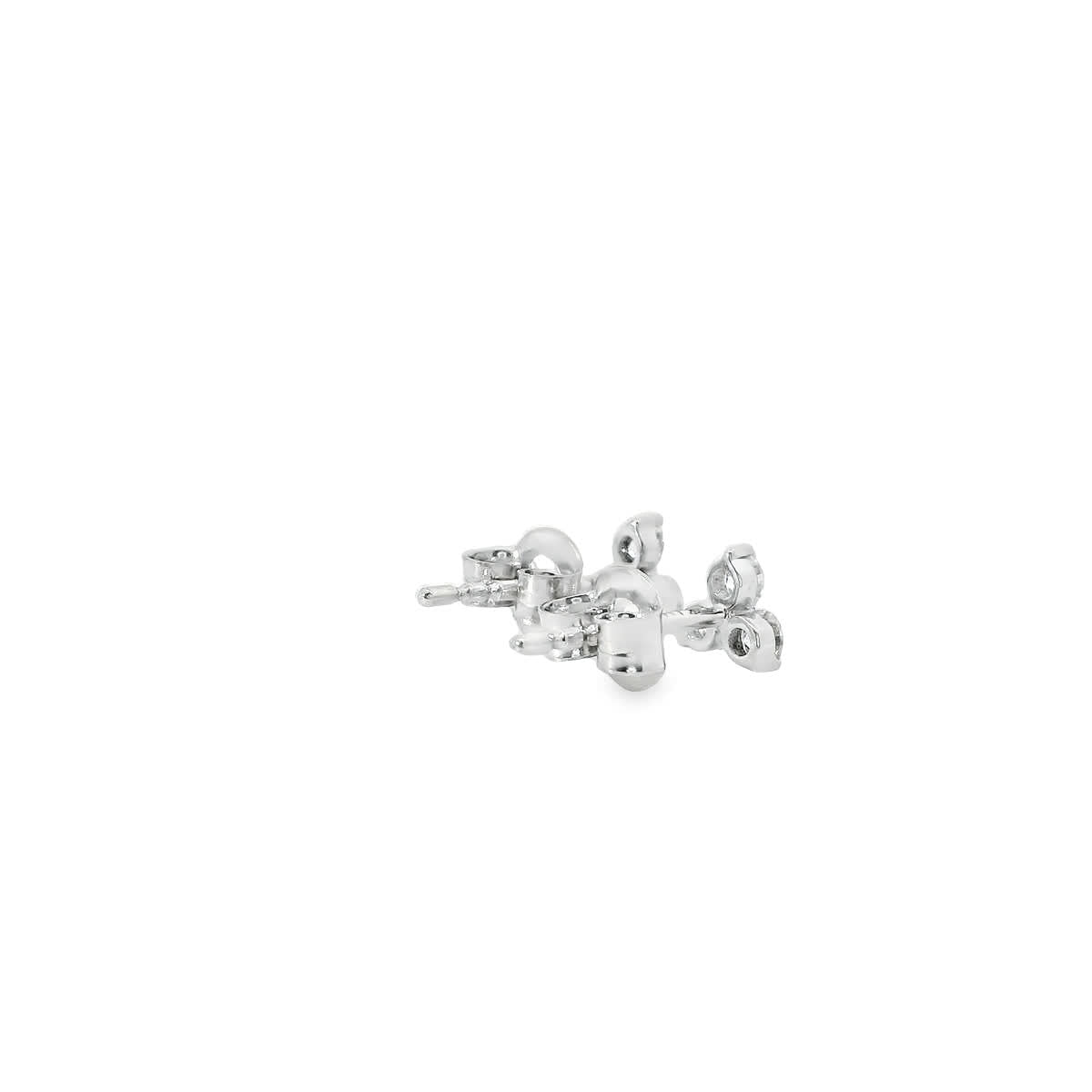 14K Gold - Three Diamonds Triangle Shape Earrings 0.36 Carat
