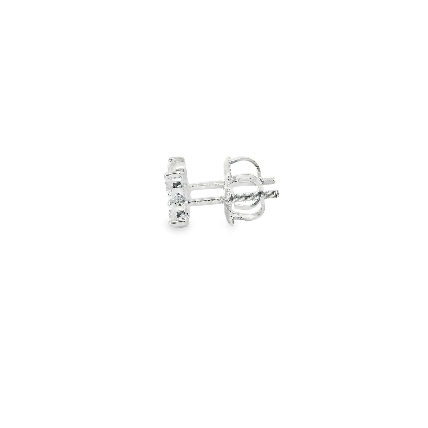 14K Gold - Three Diamonds Triangle Shape Earrings 0.66 Carat