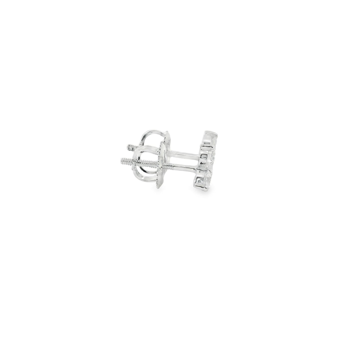 14K Gold - Three Diamonds Triangle Shape Earrings 0.66 Carat