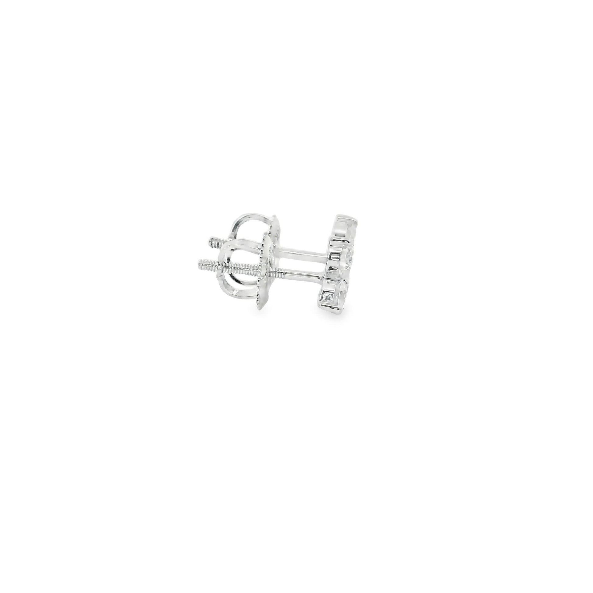 14K Gold - Three Diamonds Triangle Shape Earrings 0.66 Carat