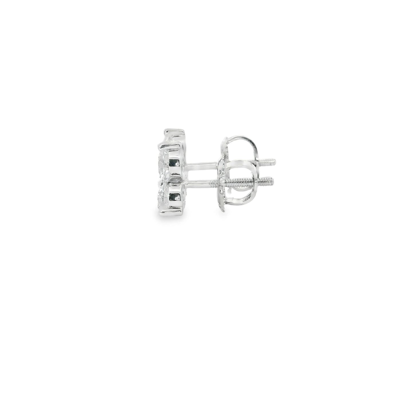 Three Diamonds Triangle Shape Earrings 14K White Gold (1.00 Carat)