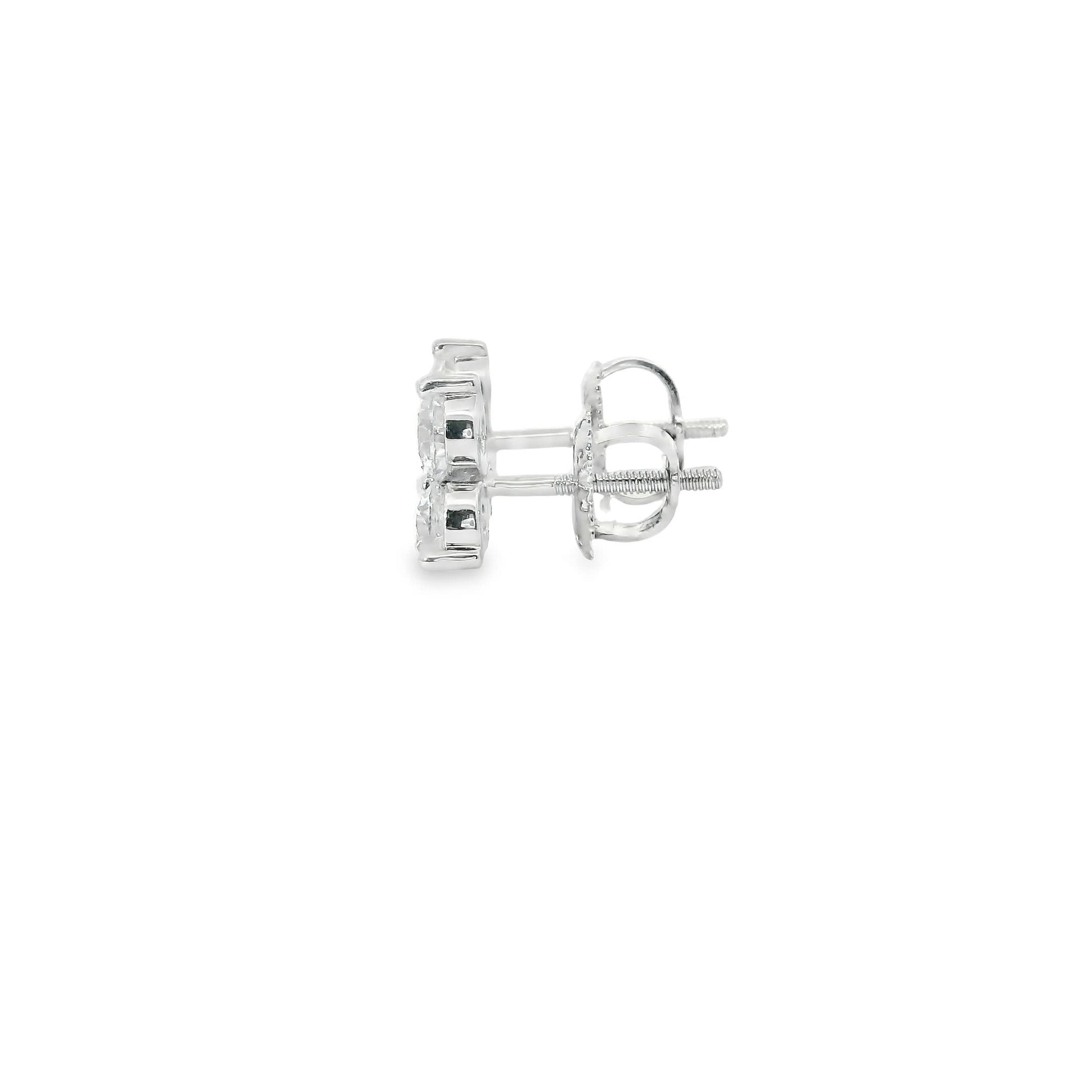 Three Diamonds Triangle Shape Earrings 14K White Gold (1.00 Carat)