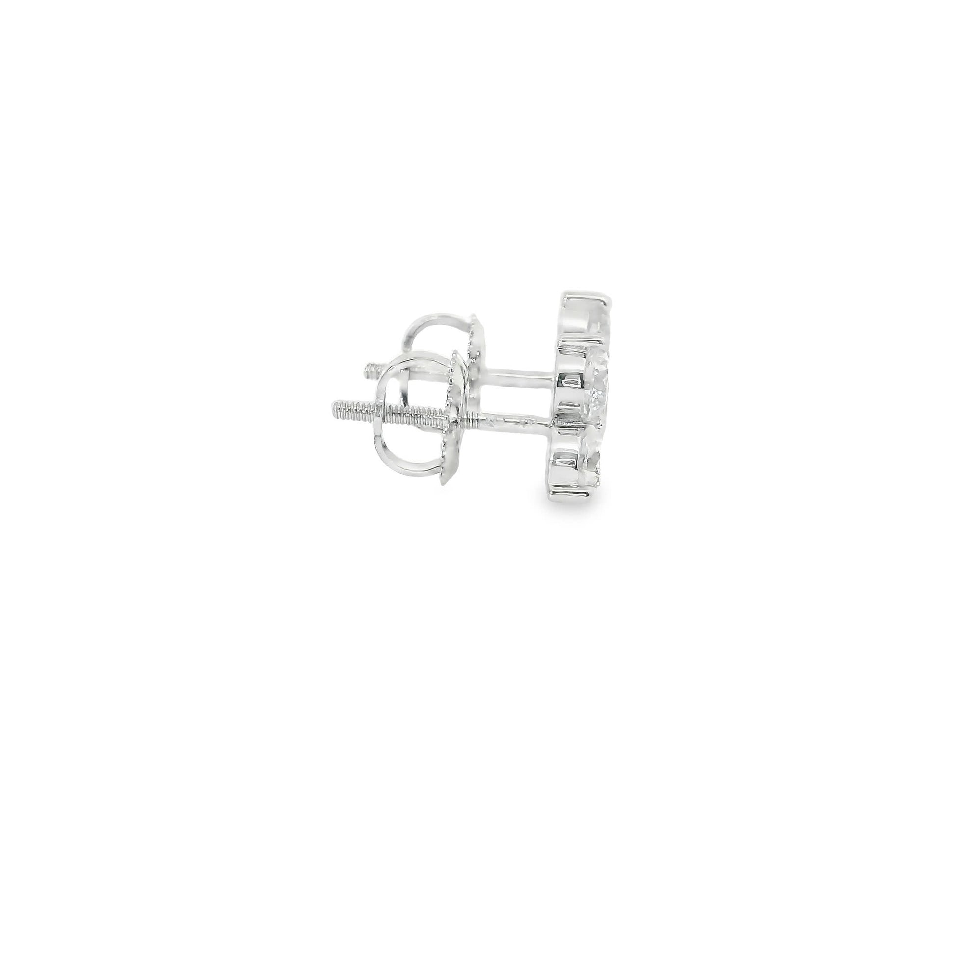 Three Diamonds Triangle Shape Earrings 14K White Gold (1.00 Carat)