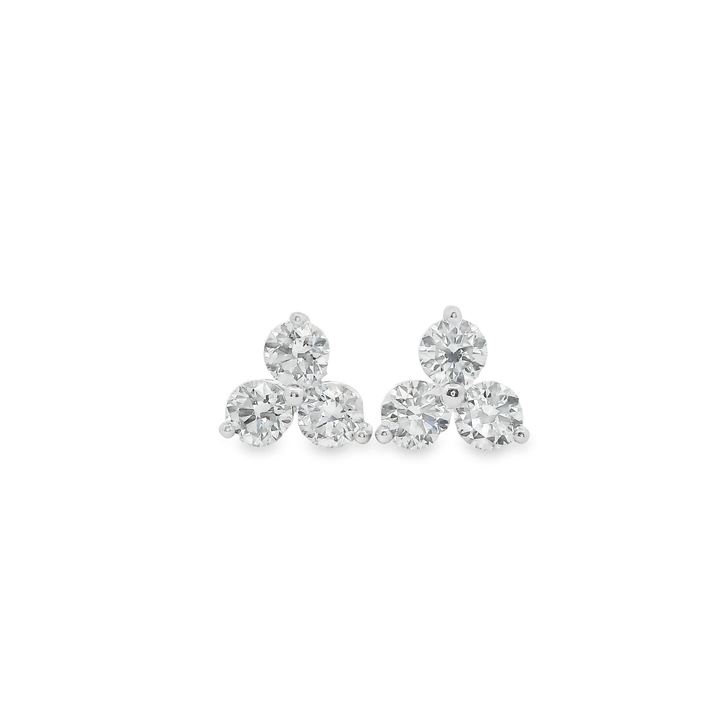 Three Diamonds Triangle Shape Earrings 14K White Gold (1.00 Carat)