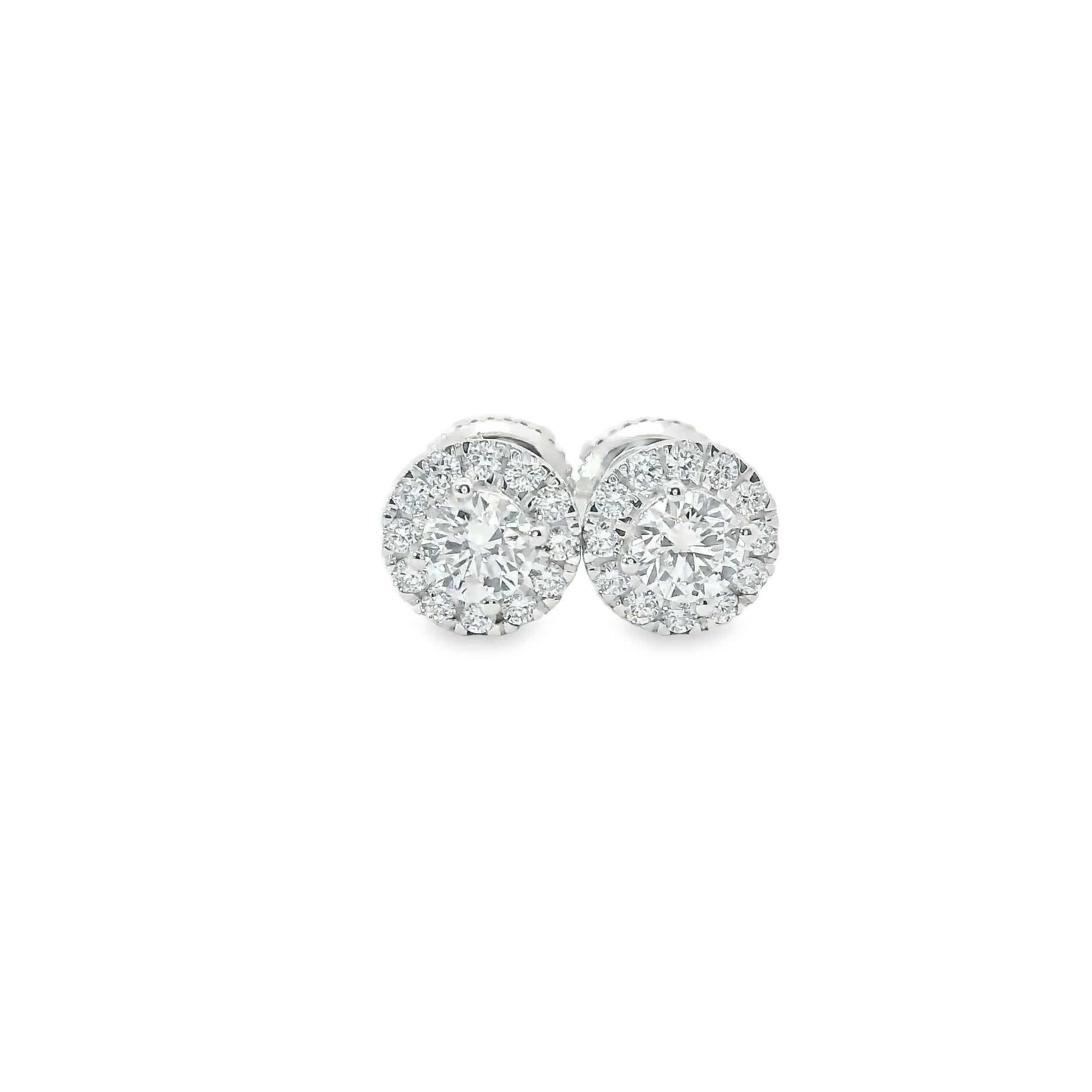 Round Shape 4-Prong Diamond Earrings 14K Gold 0.75 Carat