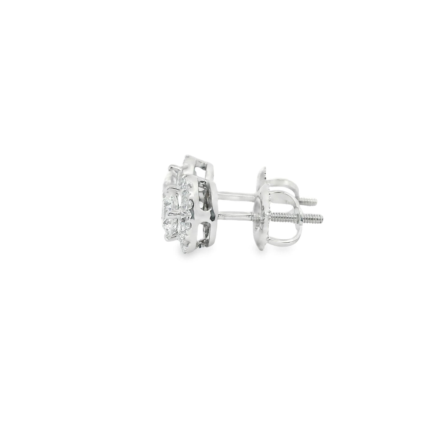 Round Shape 4-Prong Diamond Earrings 14K Gold 0.75 Carat