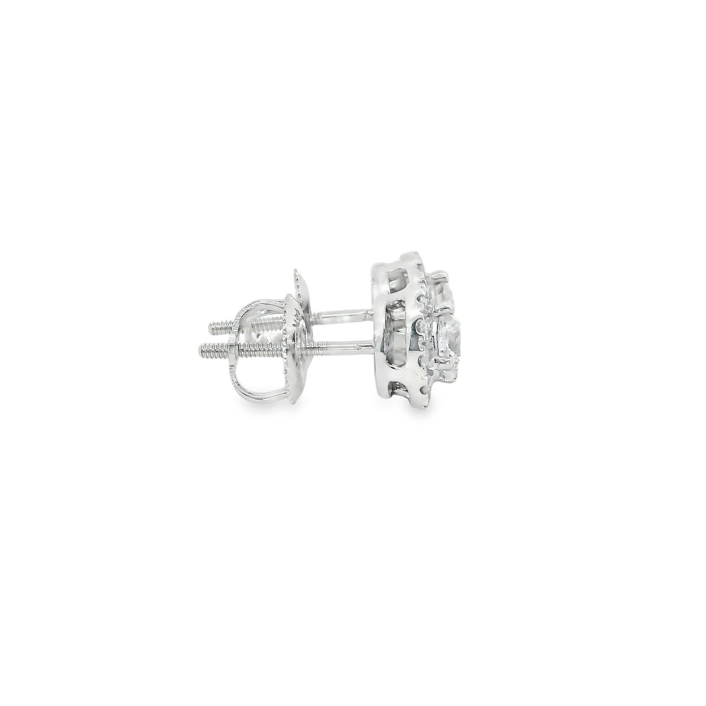 Round Shape 4-Prong Diamond Earrings 14K Gold 0.75 Carat