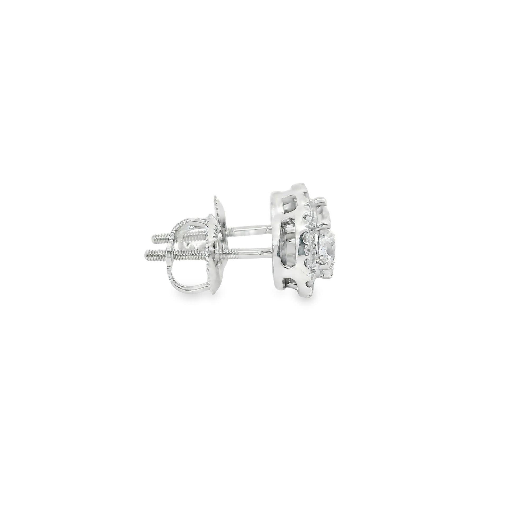 Round Shape 4-Prong Diamond Earrings 14K Gold 0.75 Carat