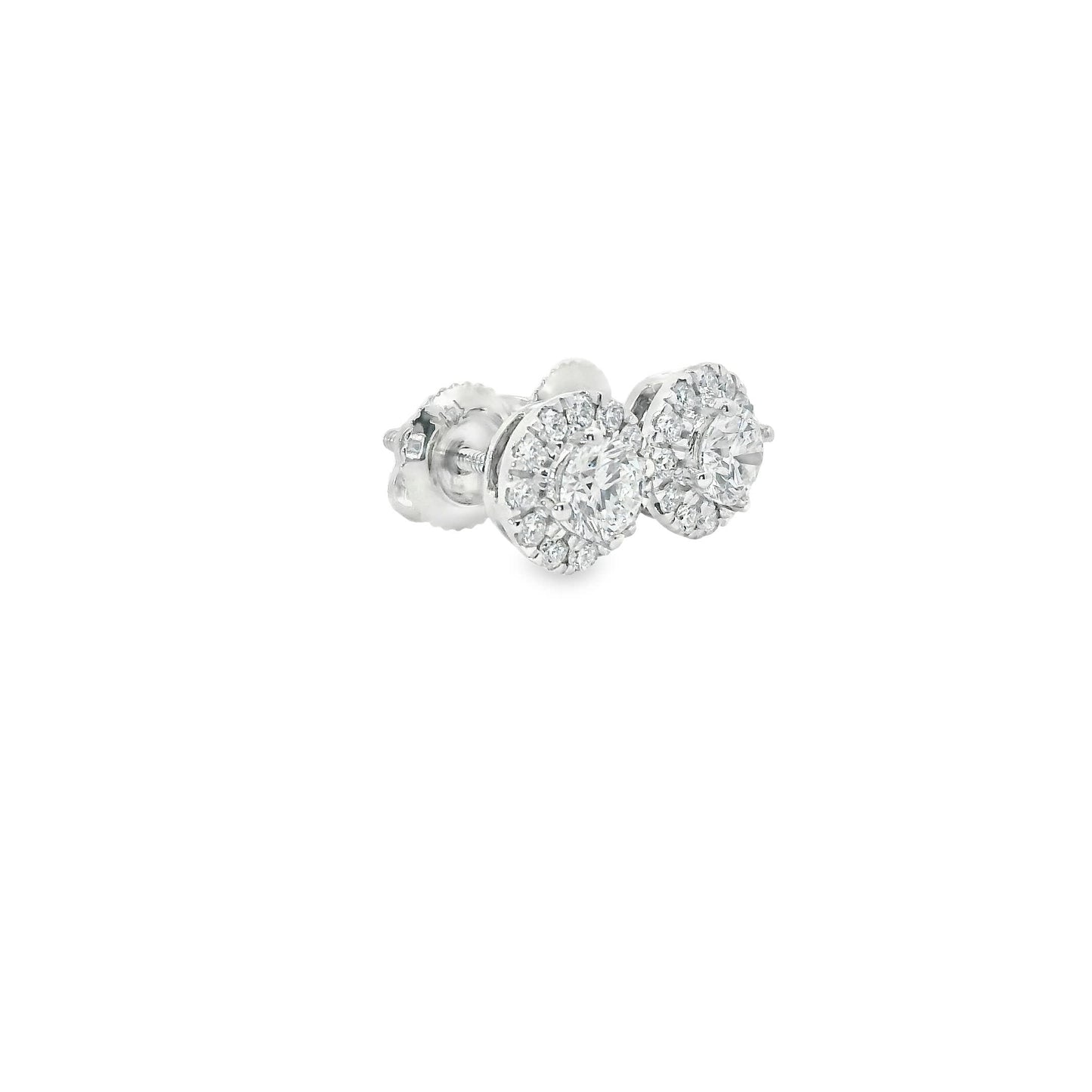 Round Shape 4-Prong Diamond Earrings 14K Gold 0.75 Carat