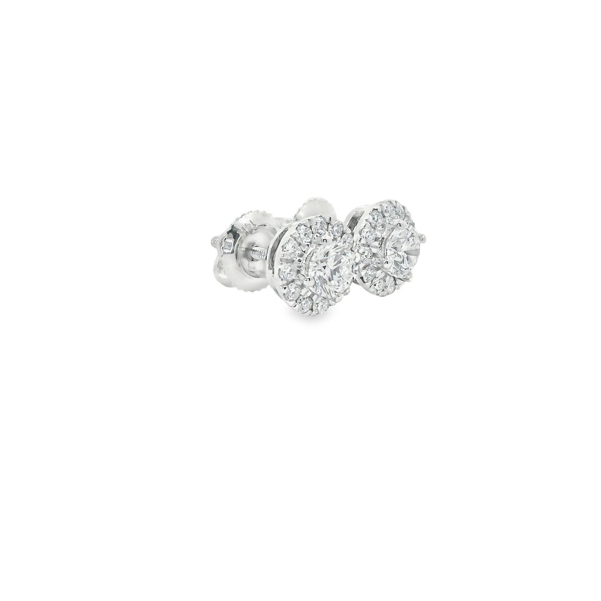 Round Shape 4-Prong Diamond Earrings 14K Gold 0.75 Carat