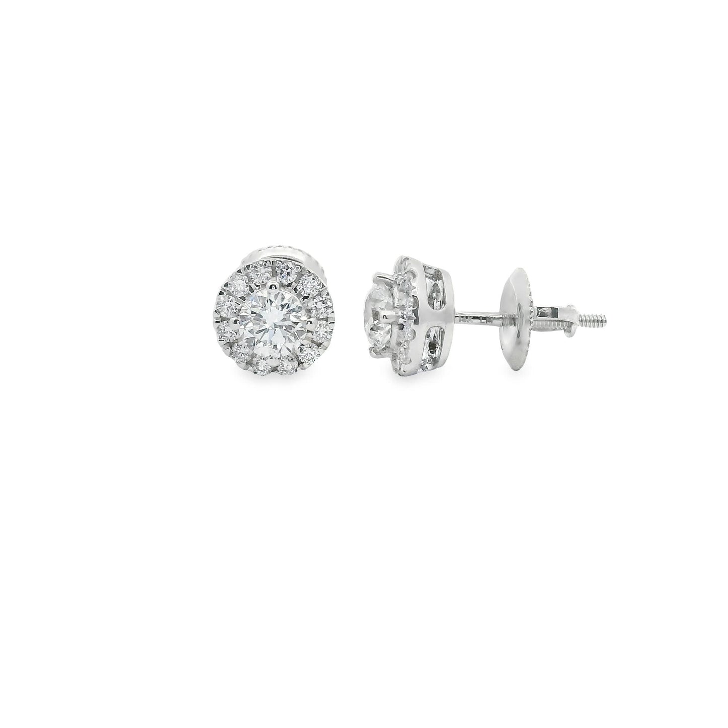 Round Shape 4-Prong Diamond Earrings 14K Gold 0.75 Carat