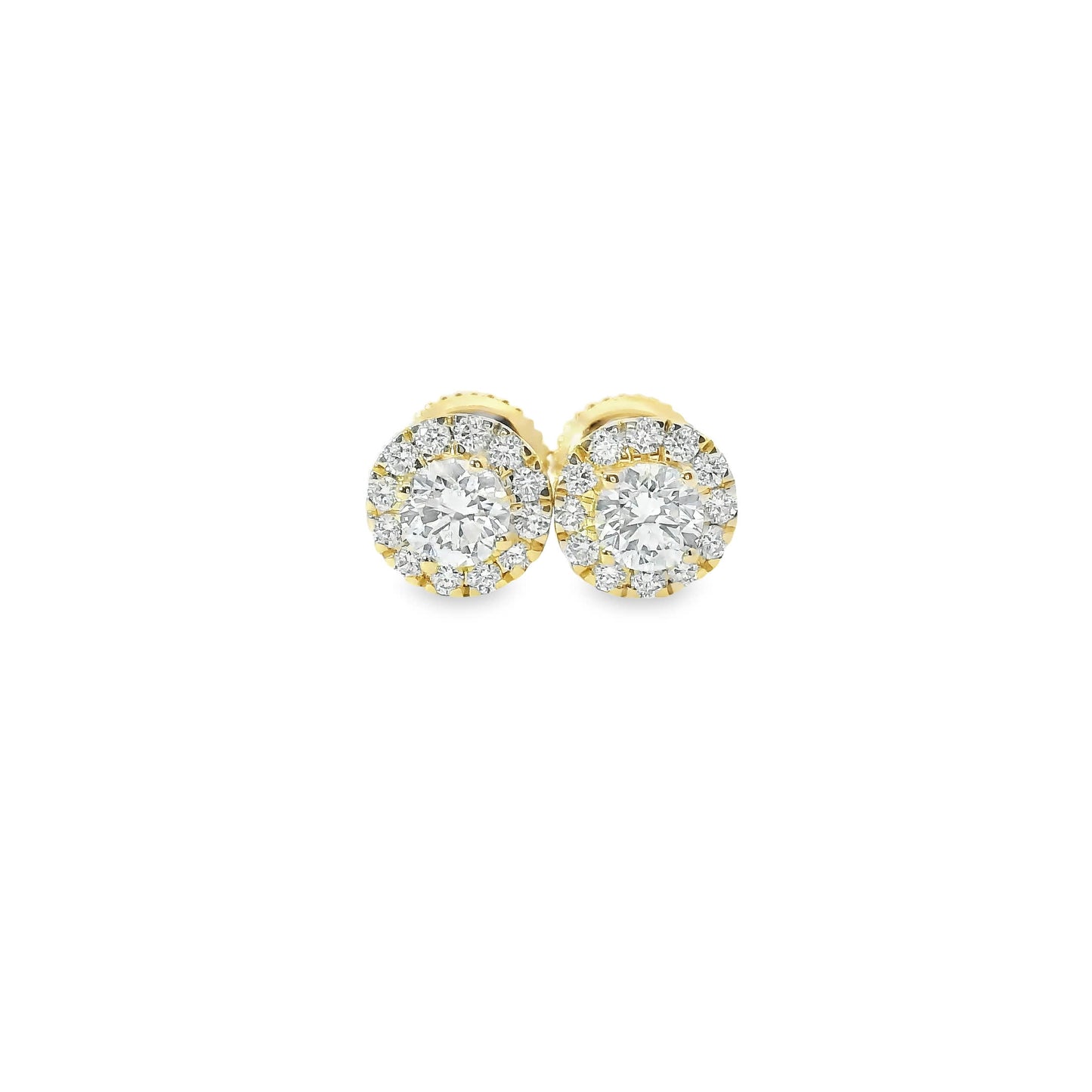 Round Shape 4-Prong Diamond Earrings 14K Gold 0.75 Carat
