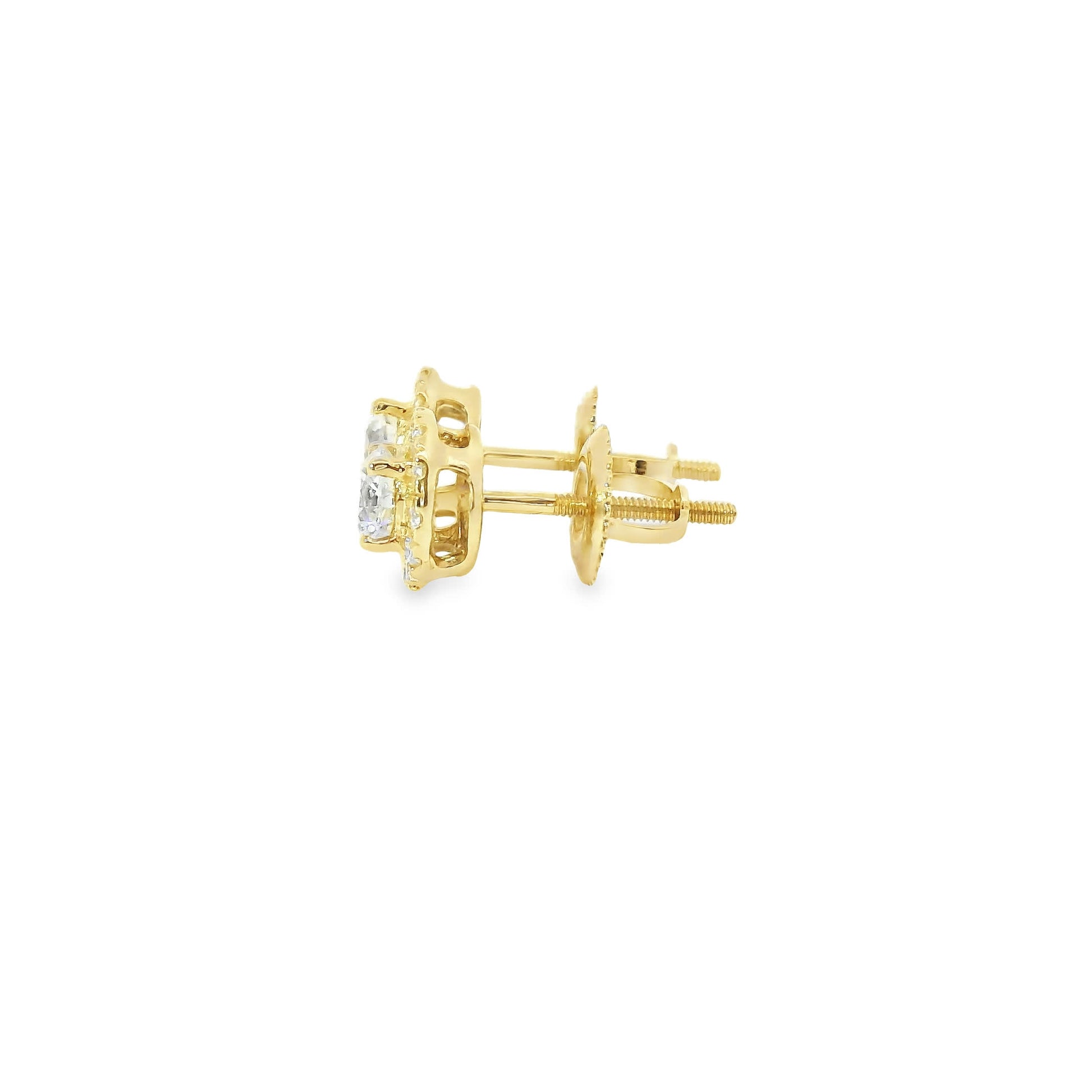 Round Shape 4-Prong Diamond Earrings 14K Gold 0.75 Carat
