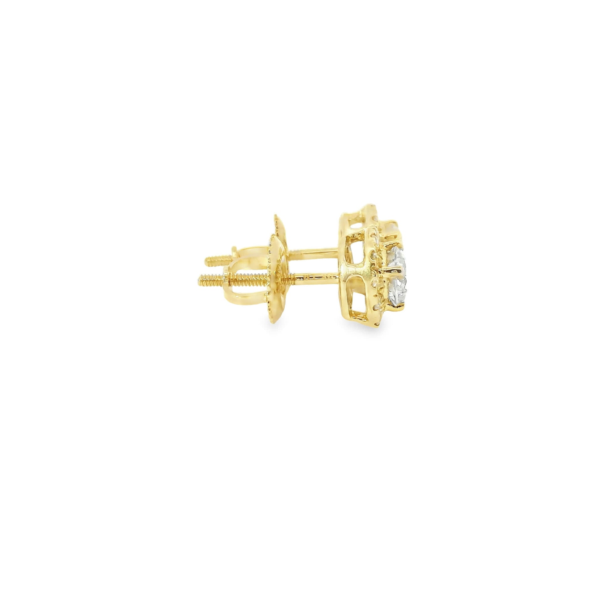 Round Shape 4-Prong Diamond Earrings 14K Gold 0.75 Carat