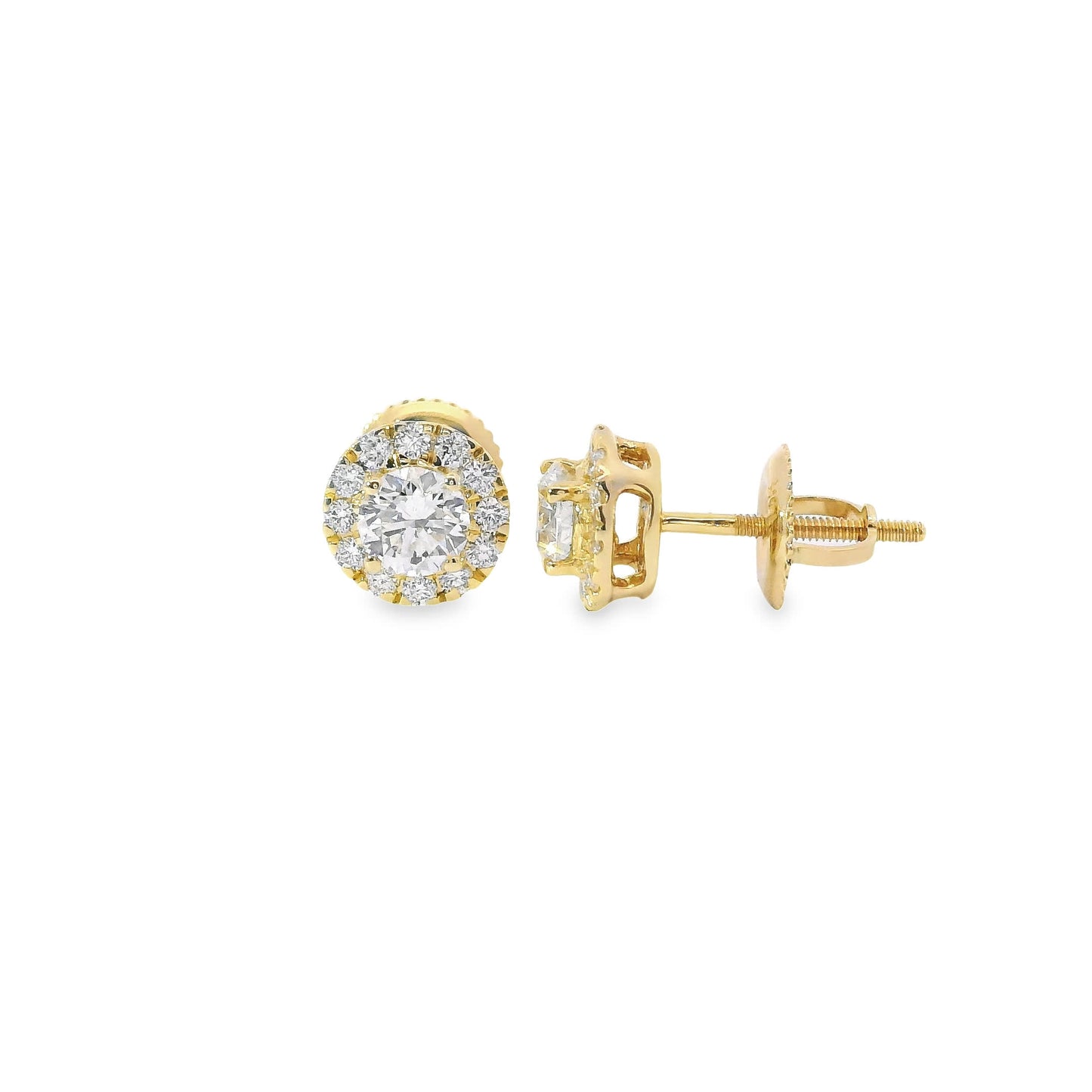 Round Shape 4-Prong Diamond Earrings 14K Gold 0.75 Carat