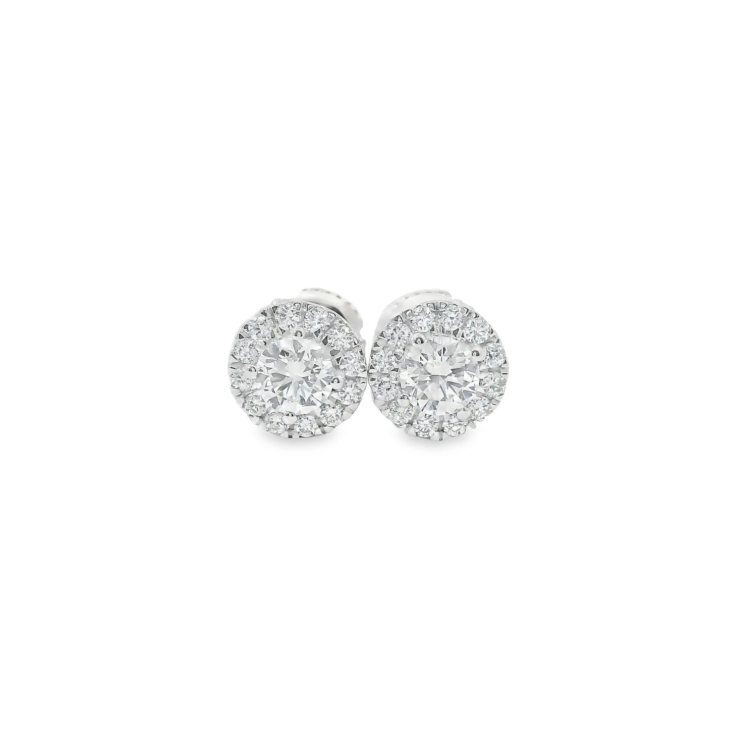 Round Shape 4-Prong Diamond Earrings 14K Gold 0.75 Carat
