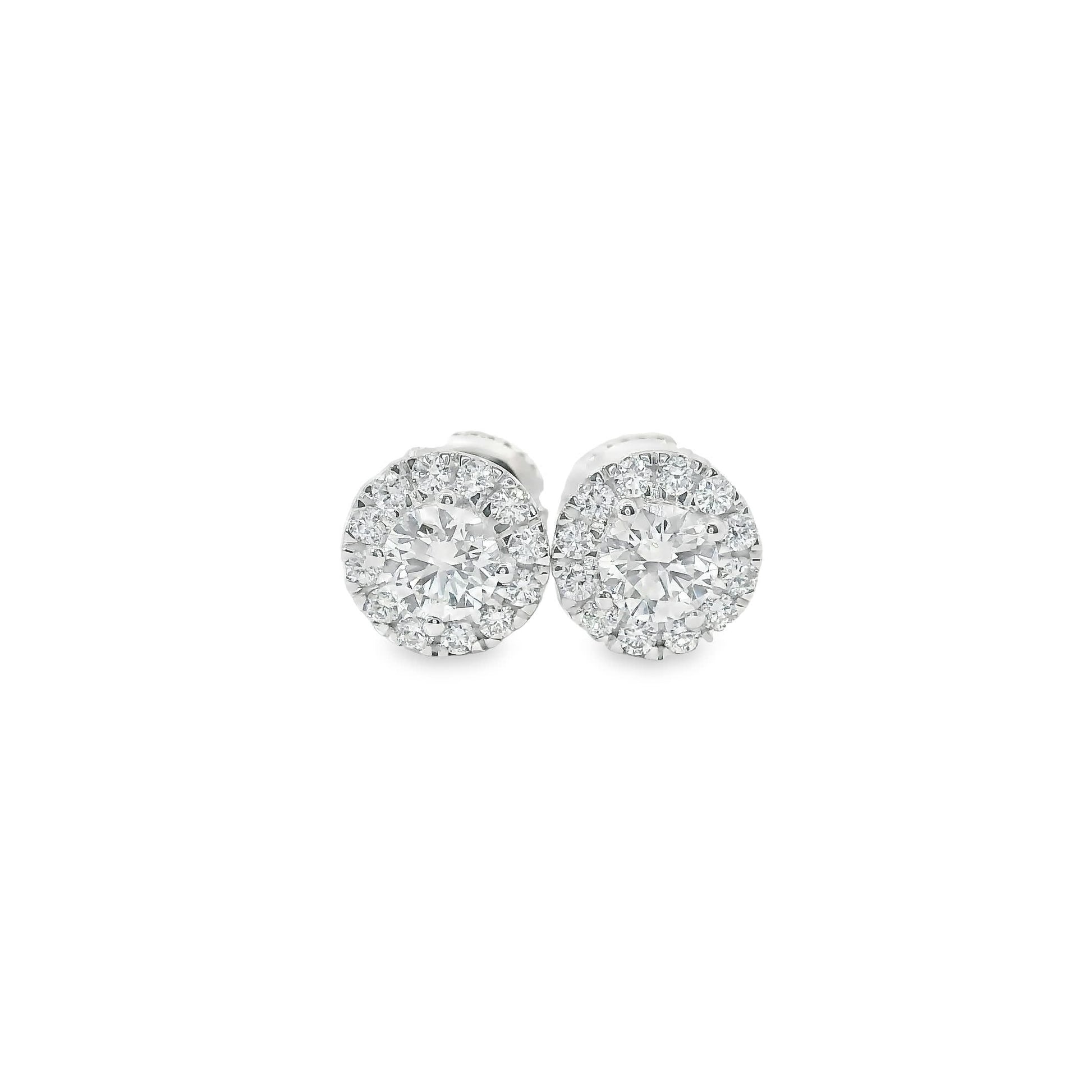 Round Shape 4-Prong Diamond Earrings 14K Gold 0.75 Carat