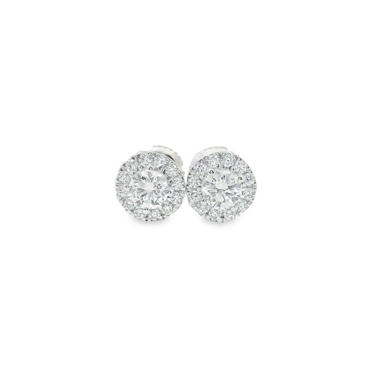 Round Shape 4-Prong Diamond Earrings 14K Gold 0.75 Carat