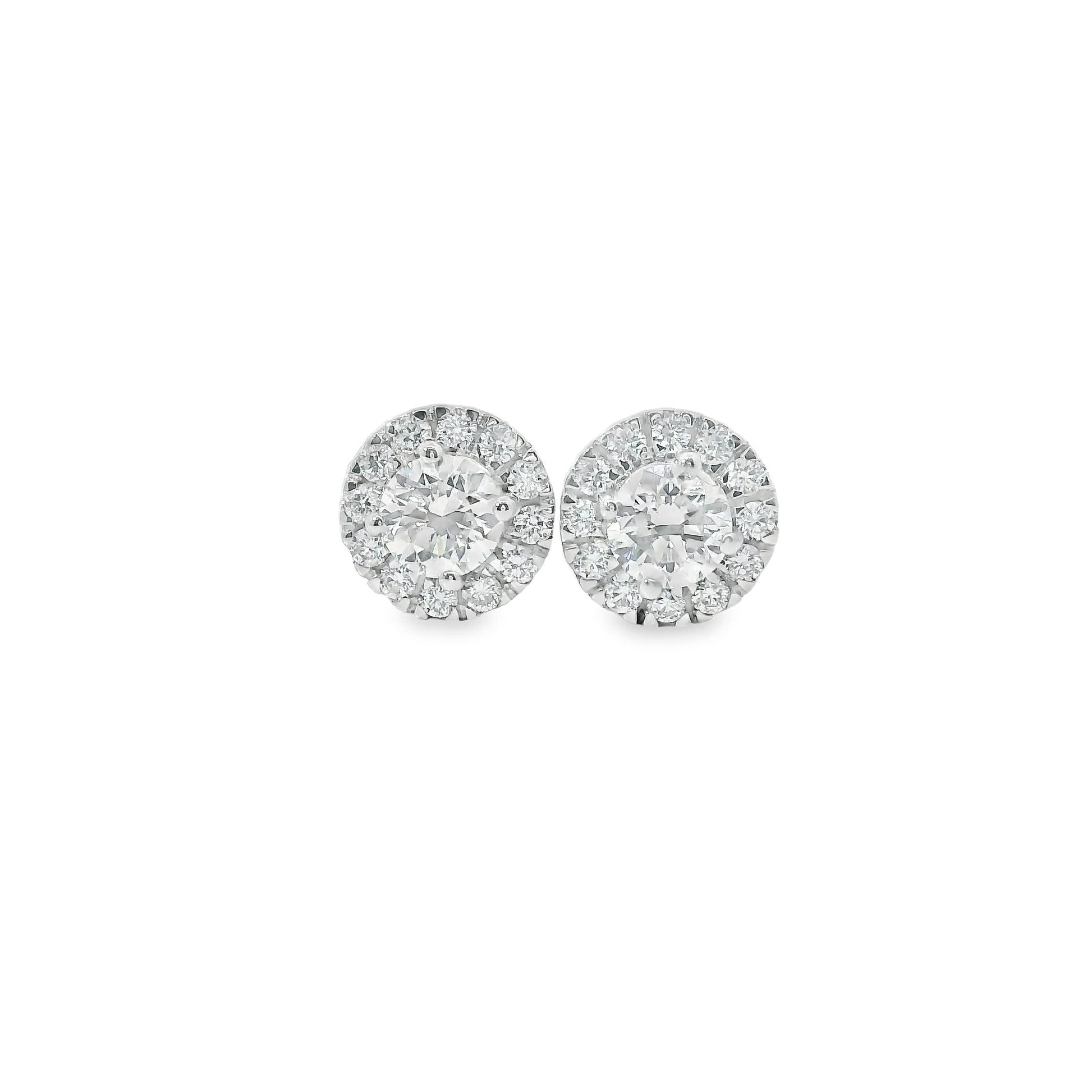 Round Shape Diamond Earrings 14K Gold 1.00 Carat