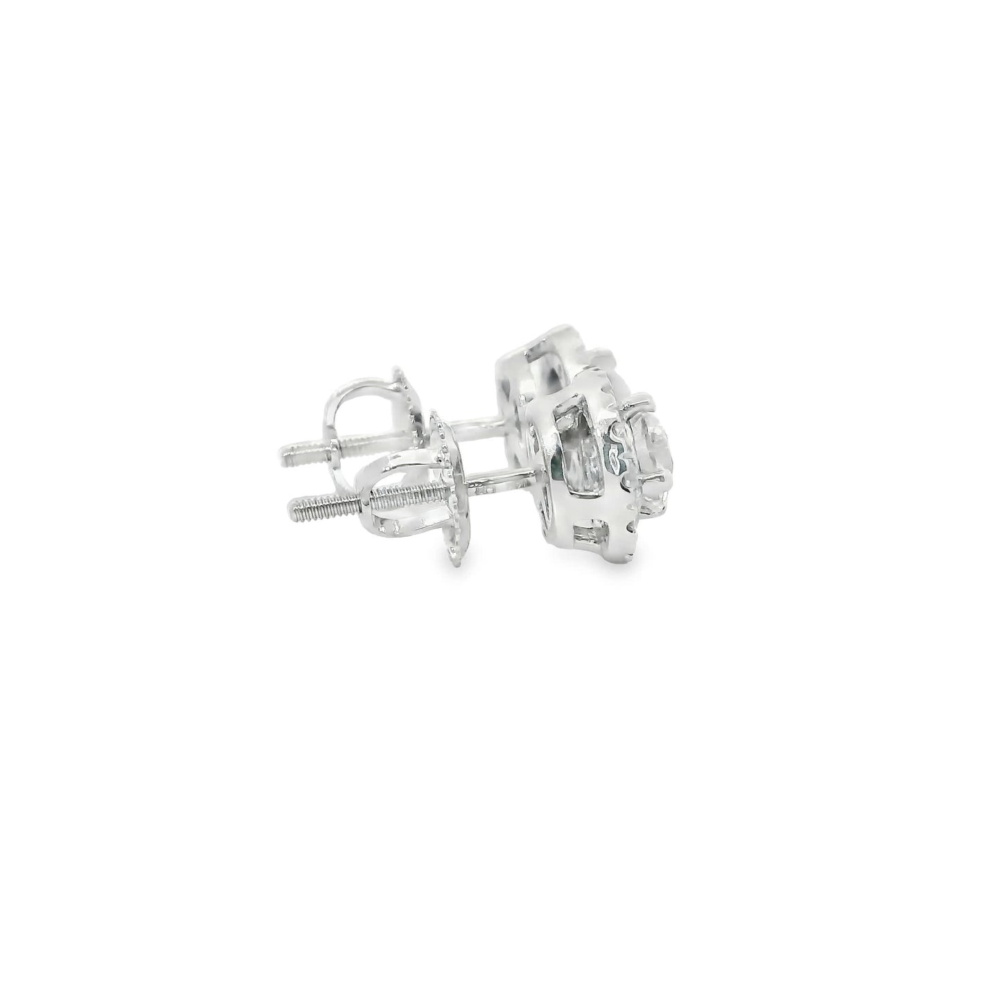 Round Shape Diamond Earrings 14K Gold 1.00 Carat