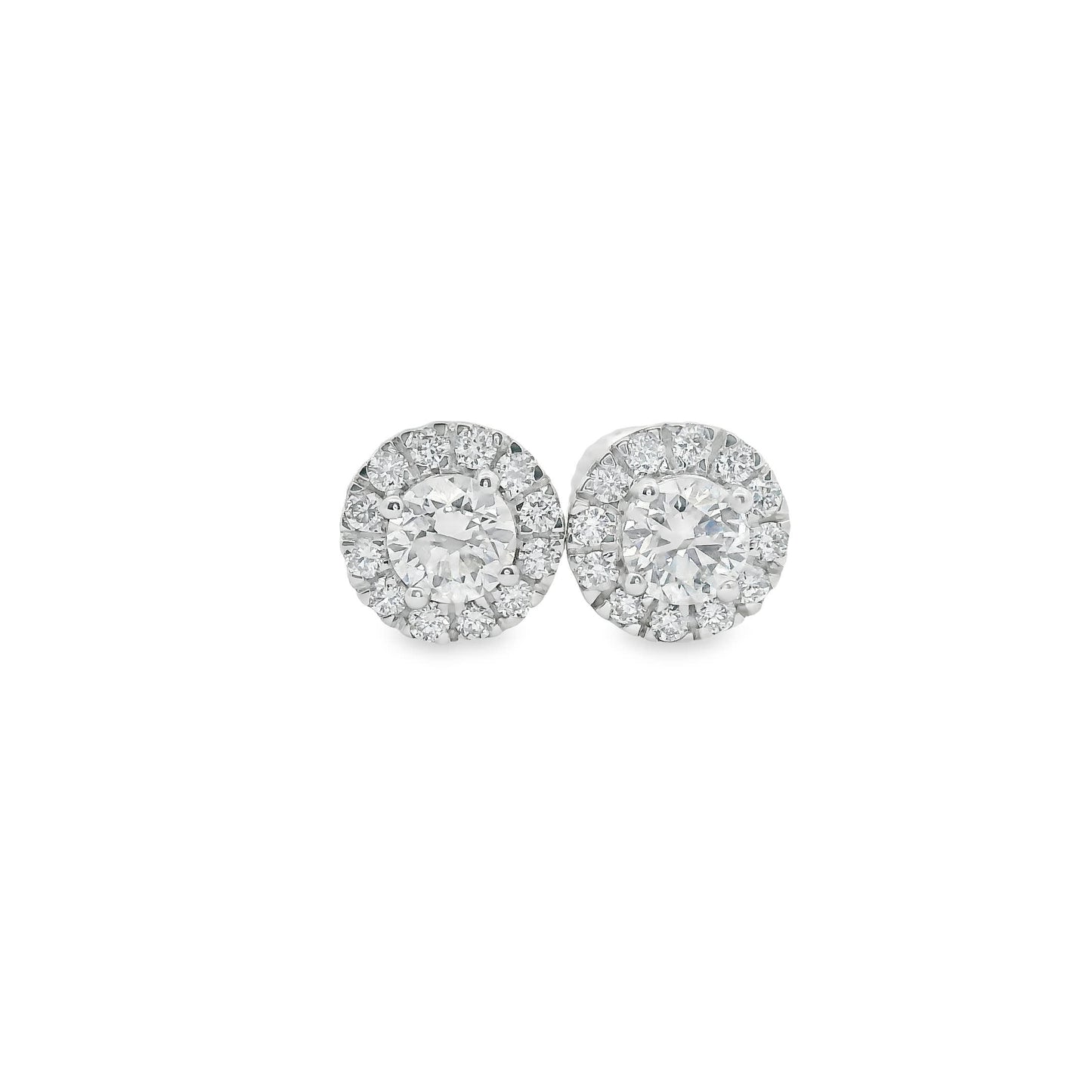 Round Shape Diamond Earrings 14K Gold 1.00 Carat