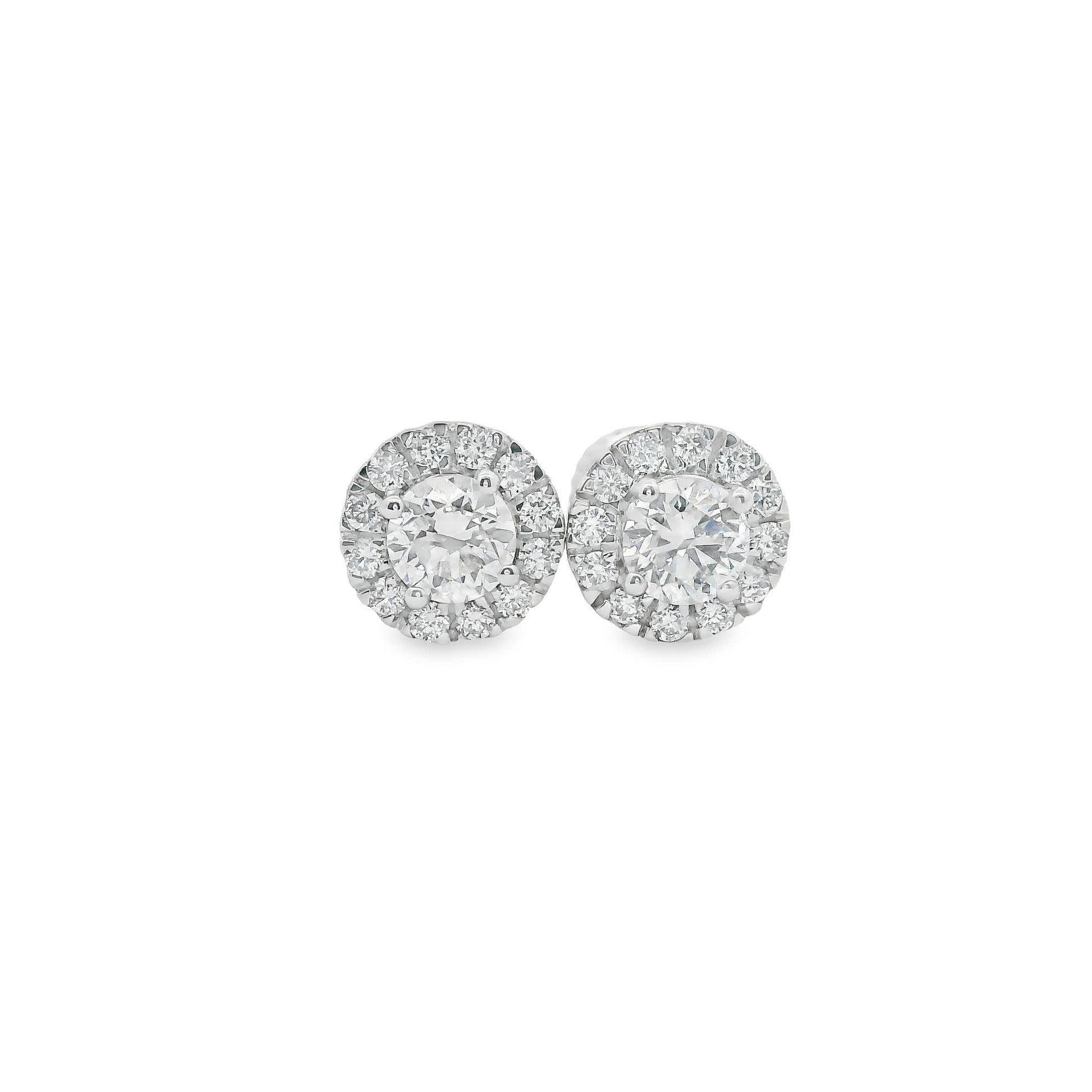 Round Shape Diamond Earrings 14K Gold 1.00 Carat