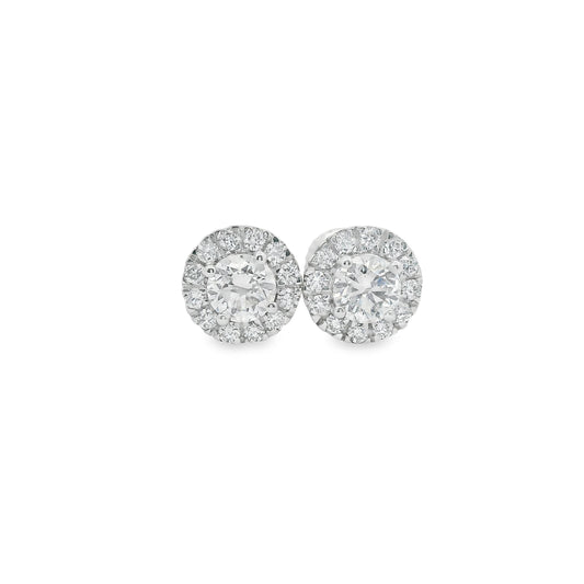 Round Shape Diamond Earrings 14K Gold 1.00 Carat