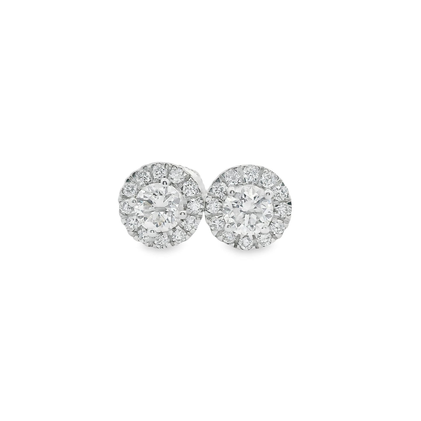 Round Shape Diamond Earrings 14K Gold 1.00 Carat