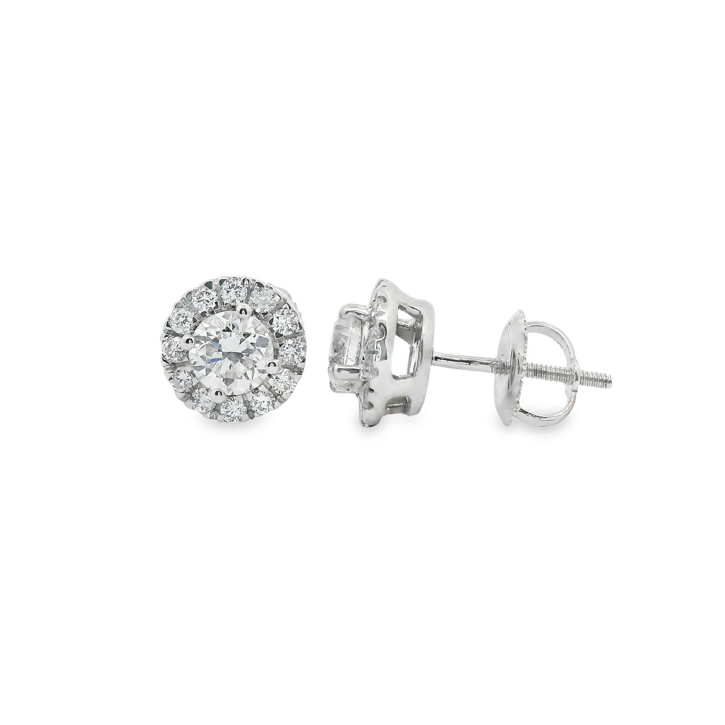 Round Shape Diamond Earrings 14K Gold 1.00 Carat