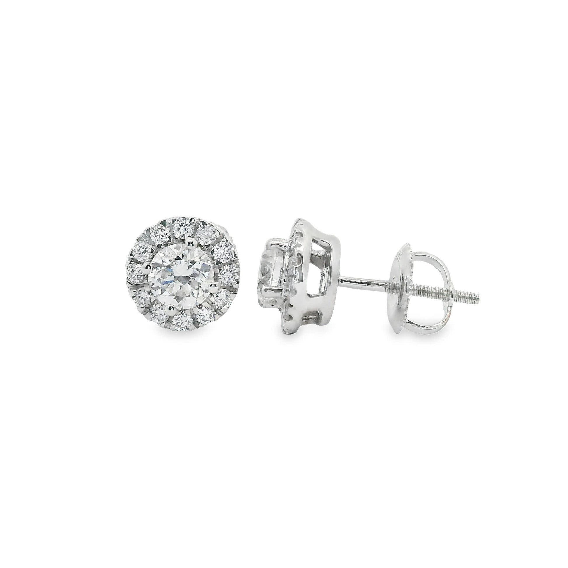Round Shape Diamond Earrings 14K Gold 1.00 Carat