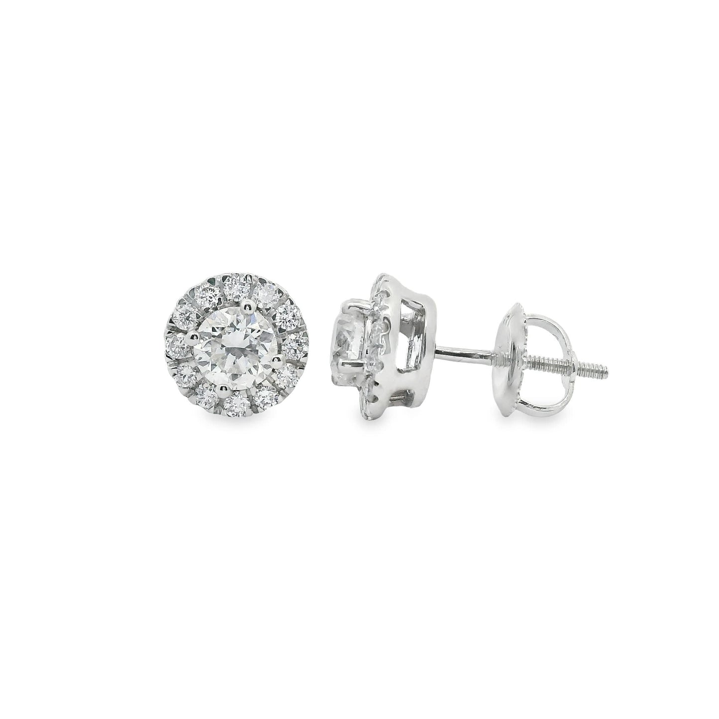 Round Shape Diamond Earrings 14K Gold 1.00 Carat