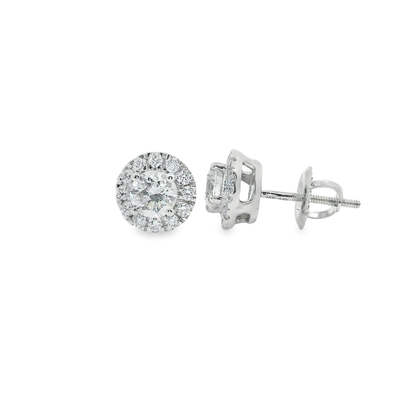 Round Shape Diamond Earrings 14K Gold 1.00 Carat