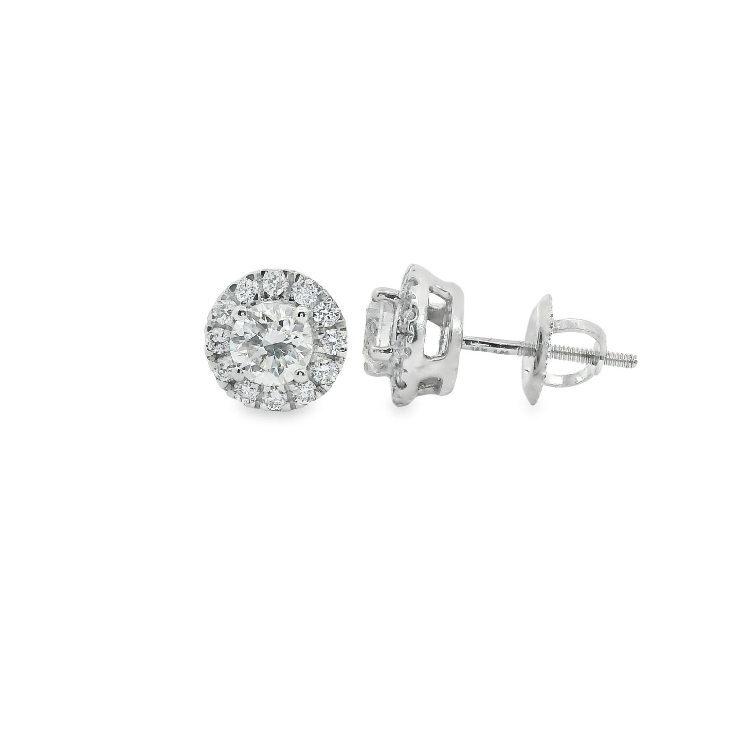 Round Shape Diamond Earrings 14K Gold 1.00 Carat