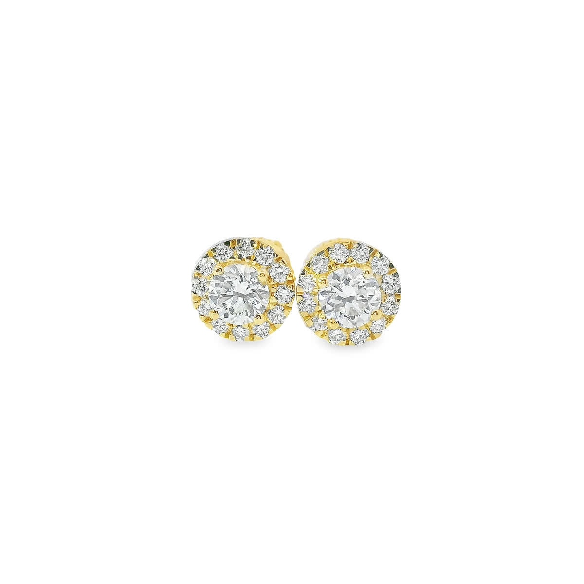 Round Shape Diamond Earrings 14K Gold 1.00 Carat