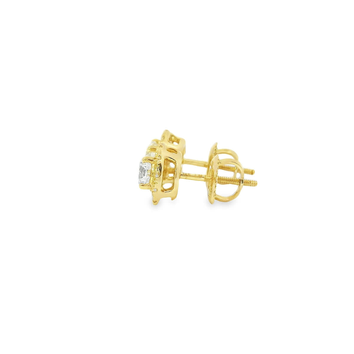 Round Shape Diamond Earrings 14K Gold 1.00 Carat