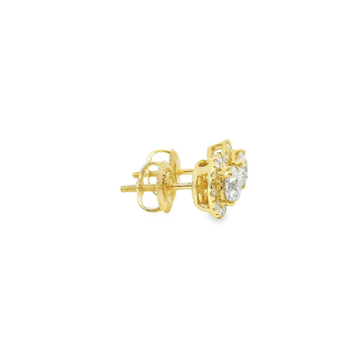 Round Shape Diamond Earrings 14K Gold 1.00 Carat